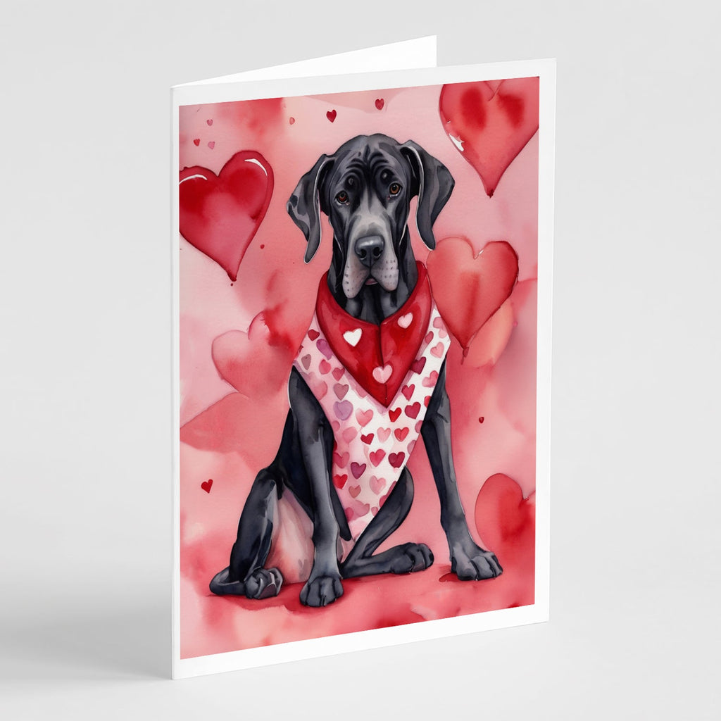 Great Dane My Valentine Greeting Cards Pack of 8 Blank Cards with Envelopes Whimsical A7 Size 5x7