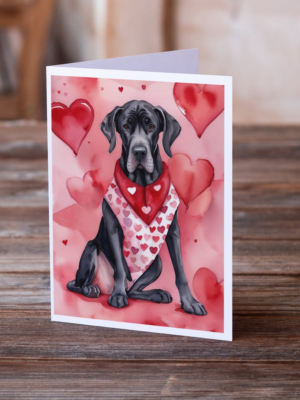 Great Dane My Valentine Greeting Cards Pack of 8 Blank Cards with Envelopes Whimsical A7 Size 5x7