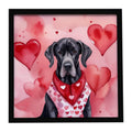 Great Dane My Valentine Framed Metal Print Bathroom, Kitchen, Office, Home Decor Wall Art Ready to Hang, Square, 8X8