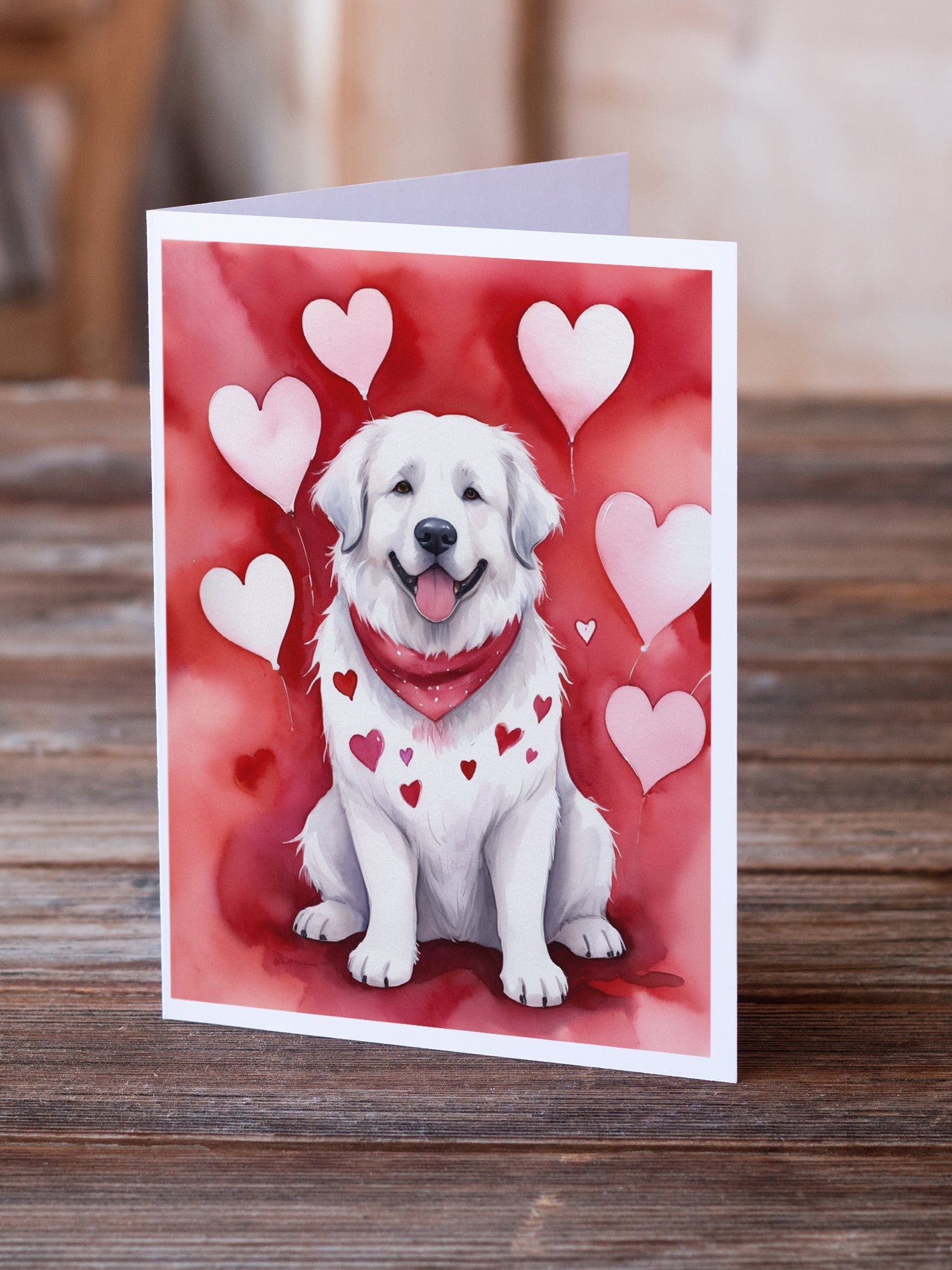 Great Pyrenees My Valentine Greeting Cards Pack of 8 Blank Cards with Envelopes Whimsical A7 Size 5x7