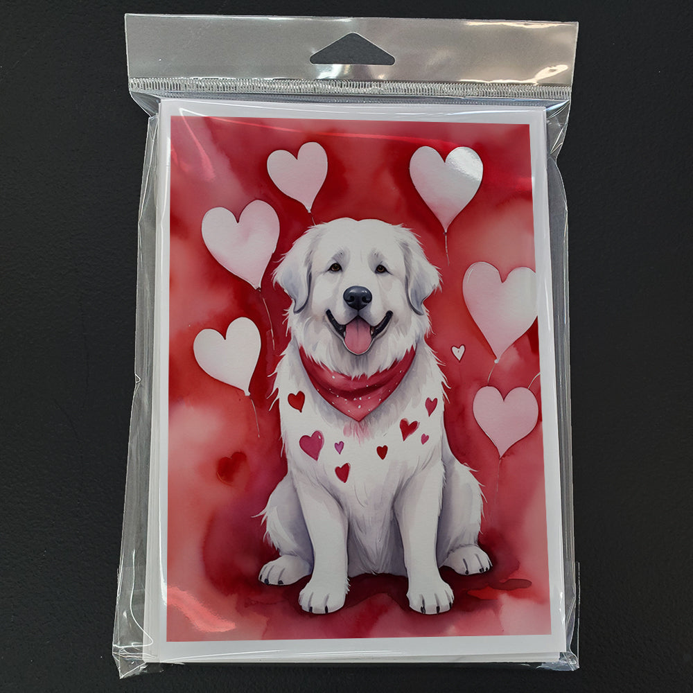 Great Pyrenees My Valentine Greeting Cards Pack of 8 Blank Cards with Envelopes Whimsical A7 Size 5x7