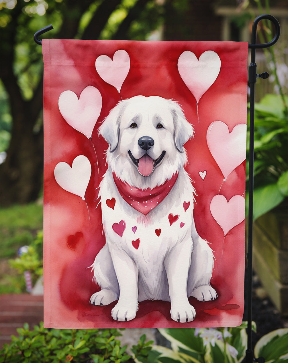Great Pyrenees My Valentine Garden Flag Mailbox Decorative Yard Banner Outside Patio Artwork for Flower Beds, Garden Size, Multicolor