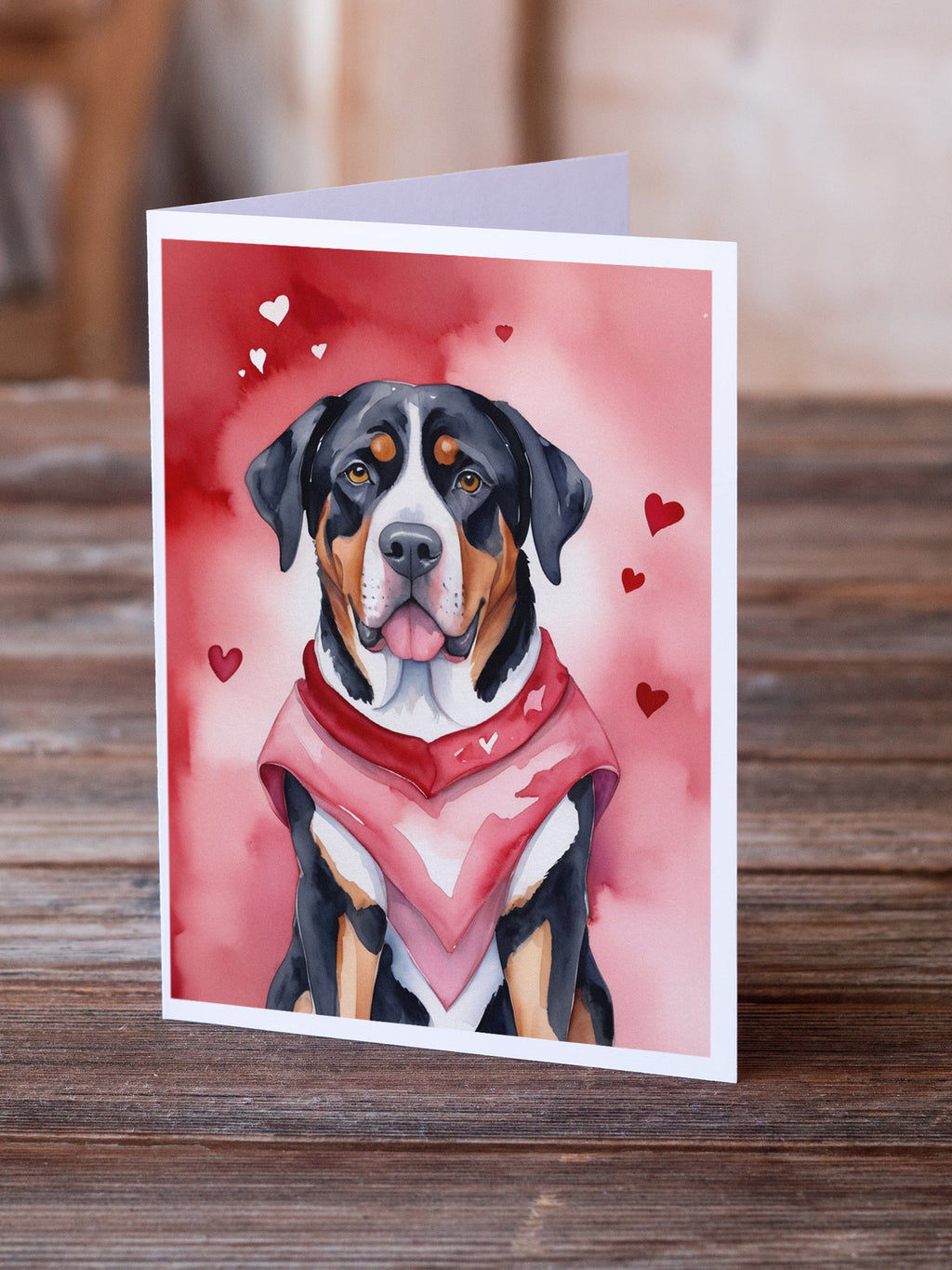 Greater Swiss Mountain Dog My Valentine Greeting Cards Pack of 8 Blank Cards with Envelopes Whimsical A7 Size 5x7