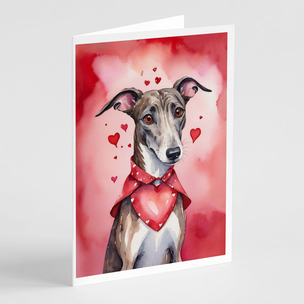Greyhound My Valentine Greeting Cards Pack of 8 Blank Cards with Envelopes Whimsical A7 Size 5x7