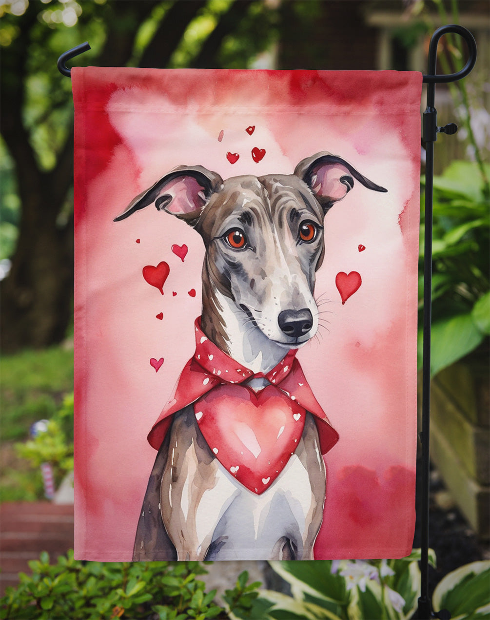 Greyhound My Valentine Garden Flag Mailbox Decorative Yard Banner Outside Patio Artwork for Flower Beds, Garden Size, Multicolor