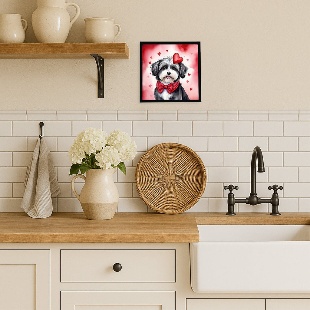 Havanese My Valentine Framed Metal Print Bathroom, Kitchen, Office, Home Decor Wall Art Ready to Hang, Square, 8X8