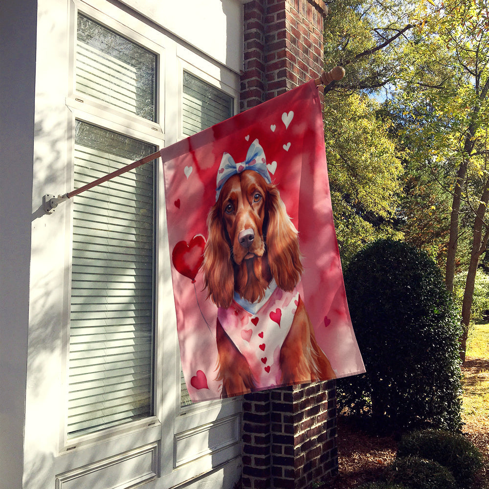 Irish Setter My Valentine House Flag 28x40 Porch Sleeve Pole Decorative Outside Yard Banner Artwork Wall Hanging, Polyester
