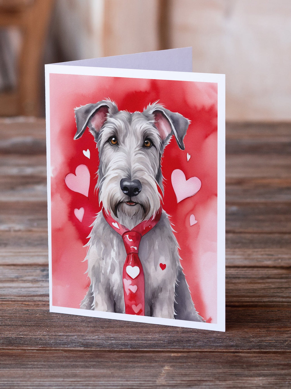 Irish Wolfhound My Valentine Greeting Cards Pack of 8 Blank Cards with Envelopes Whimsical A7 Size 5x7