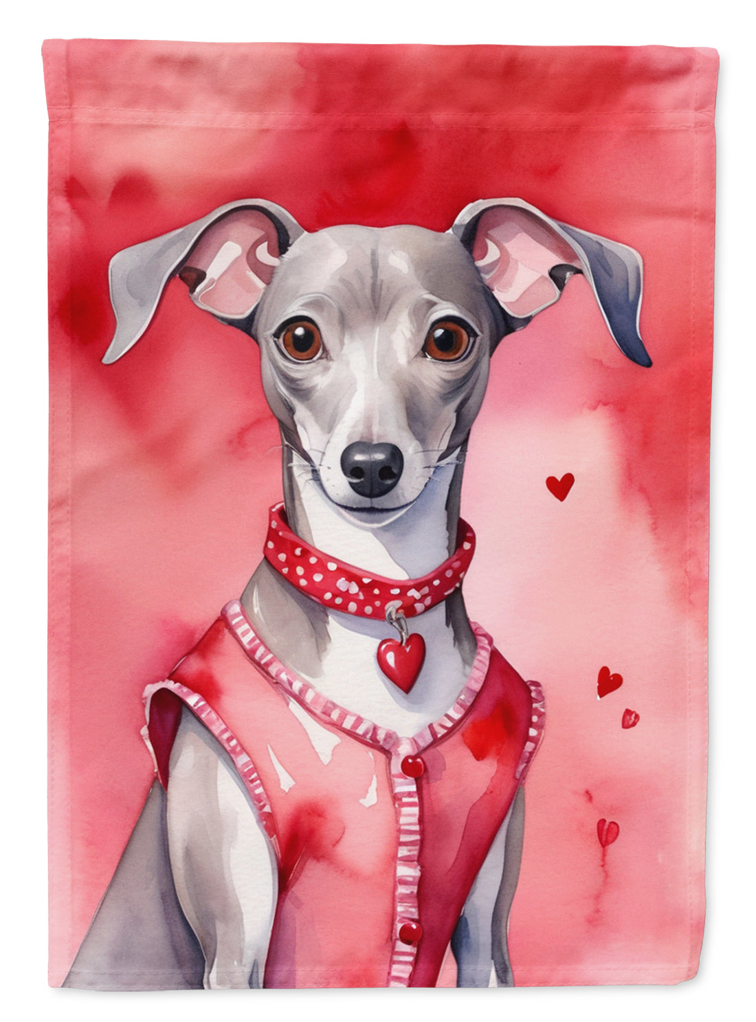 Italian Greyhound My Valentine House Flag 28x40 Porch Sleeve Pole Decorative Outside Yard Banner Artwork Wall Hanging, Polyester