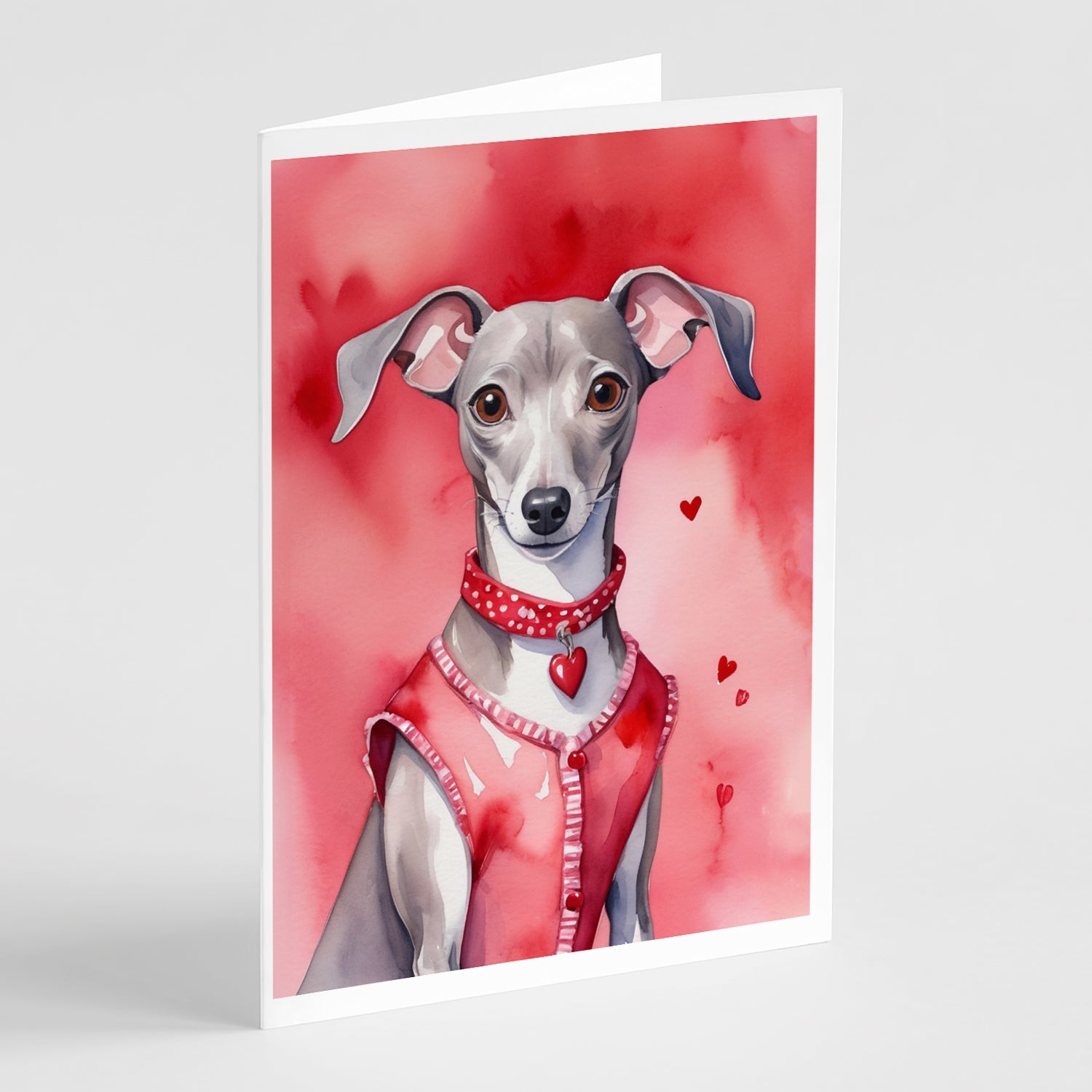 Italian Greyhound My Valentine Greeting Cards Pack of 8 Blank Cards with Envelopes Whimsical A7 Size 5x7