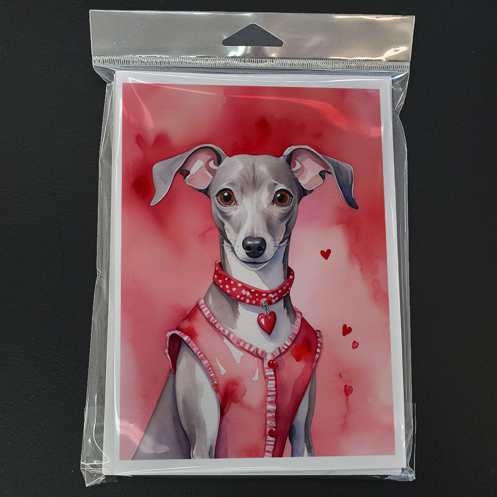 Italian Greyhound My Valentine Greeting Cards Pack of 8 Blank Cards with Envelopes Whimsical A7 Size 5x7