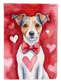 Jack Russell Terrier My Valentine House Flag 28x40 Porch Sleeve Pole Decorative Outside Yard Banner Artwork Wall Hanging, Polyester
