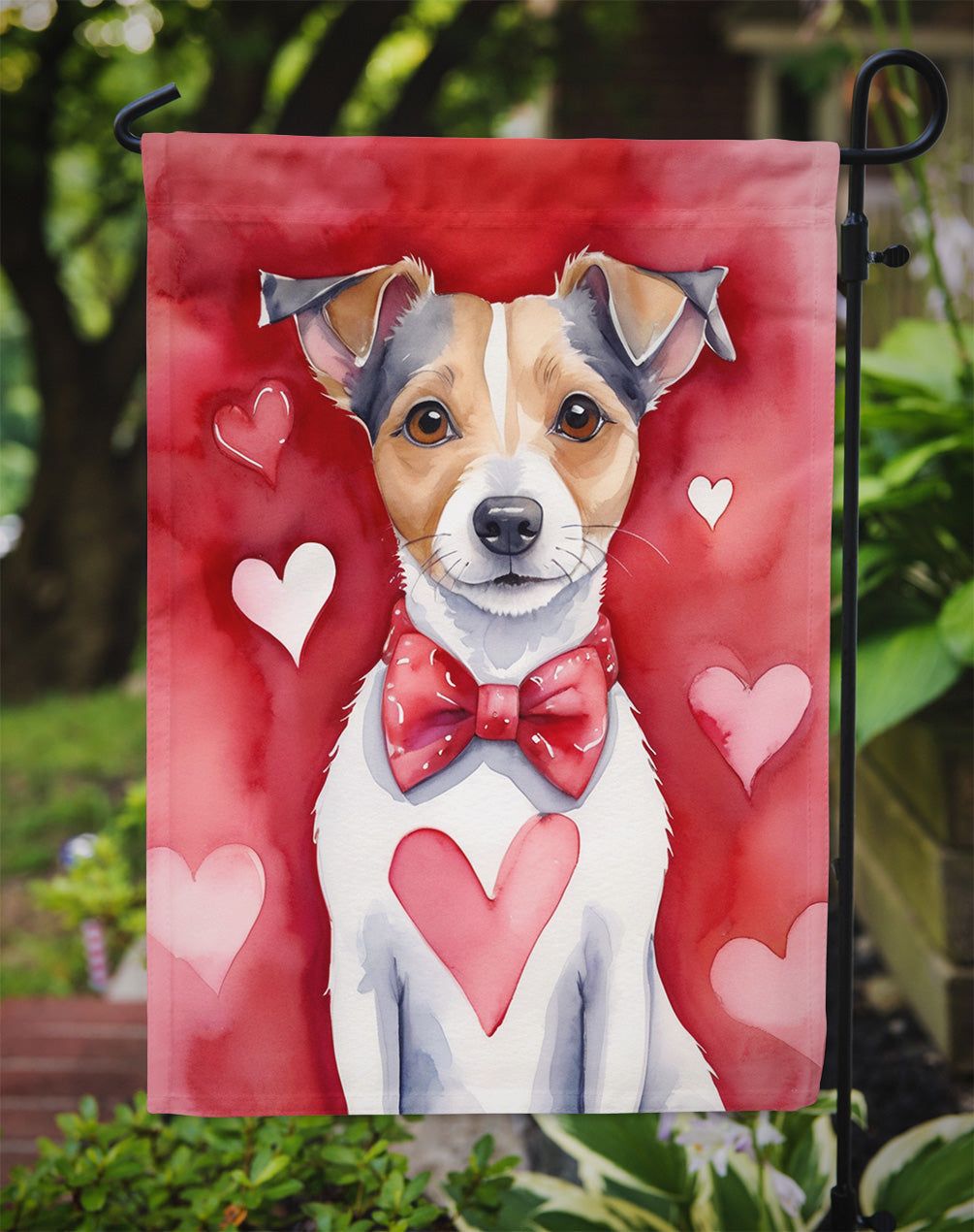 Jack Russell Terrier My Valentine Garden Flag Mailbox Decorative Yard Banner Outside Patio Artwork for Flower Beds, Garden Size, Multicolor