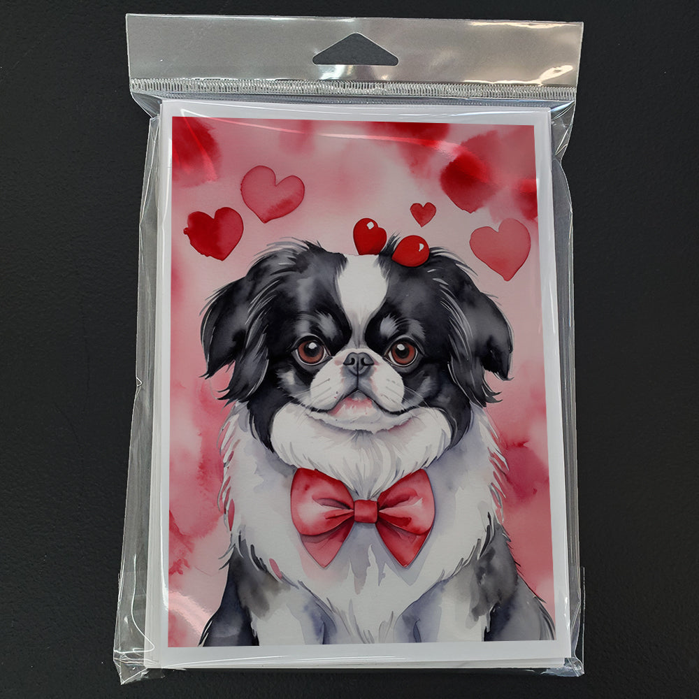 Japanese Chin My Valentine Greeting Cards Pack of 8 Blank Cards with Envelopes Whimsical A7 Size 5x7