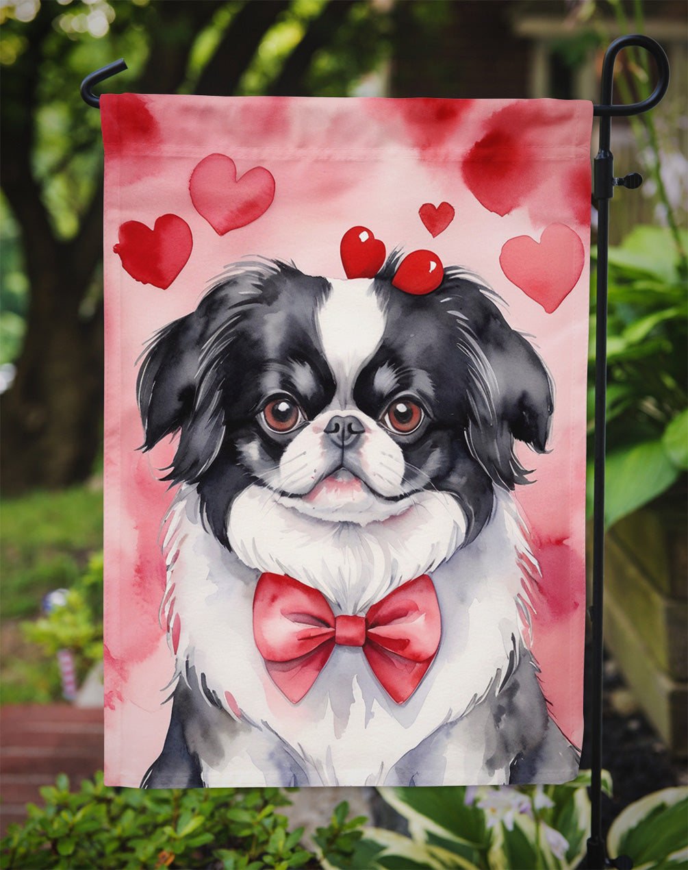Japanese Chin My Valentine Garden Flag Mailbox Decorative Yard Banner Outside Patio Artwork for Flower Beds, Garden Size, Multicolor