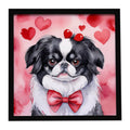 Japanese Chin My Valentine Framed Metal Print Bathroom, Kitchen, Office, Home Decor Wall Art Ready to Hang, Square, 8X8