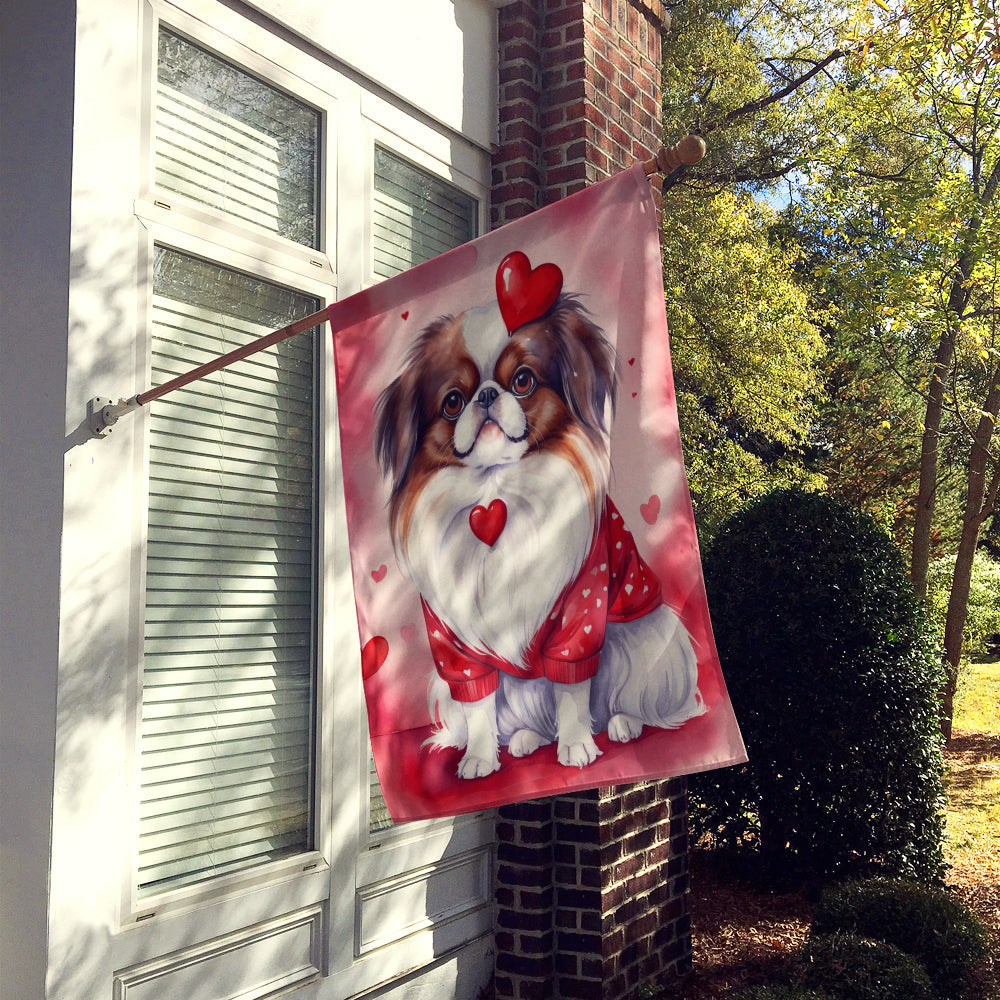 Japanese Chin My Valentine House Flag 28x40 Porch Sleeve Pole Decorative Outside Yard Banner Artwork Wall Hanging, Polyester