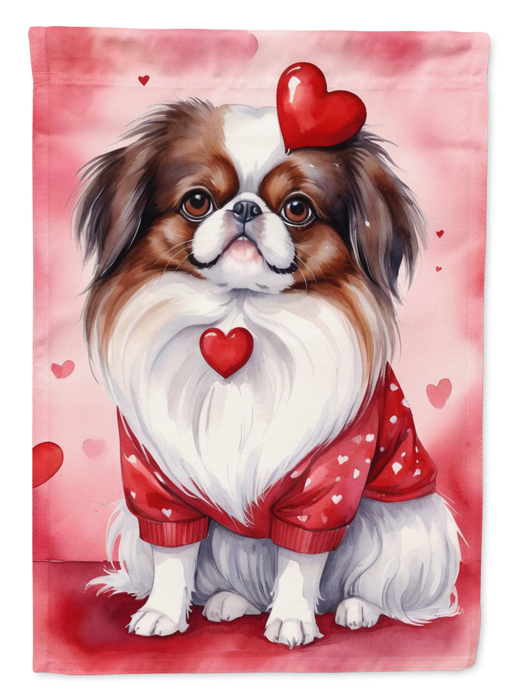 Japanese Chin My Valentine Garden Flag Mailbox Decorative Yard Banner Outside Patio Artwork for Flower Beds, Garden Size, Multicolor
