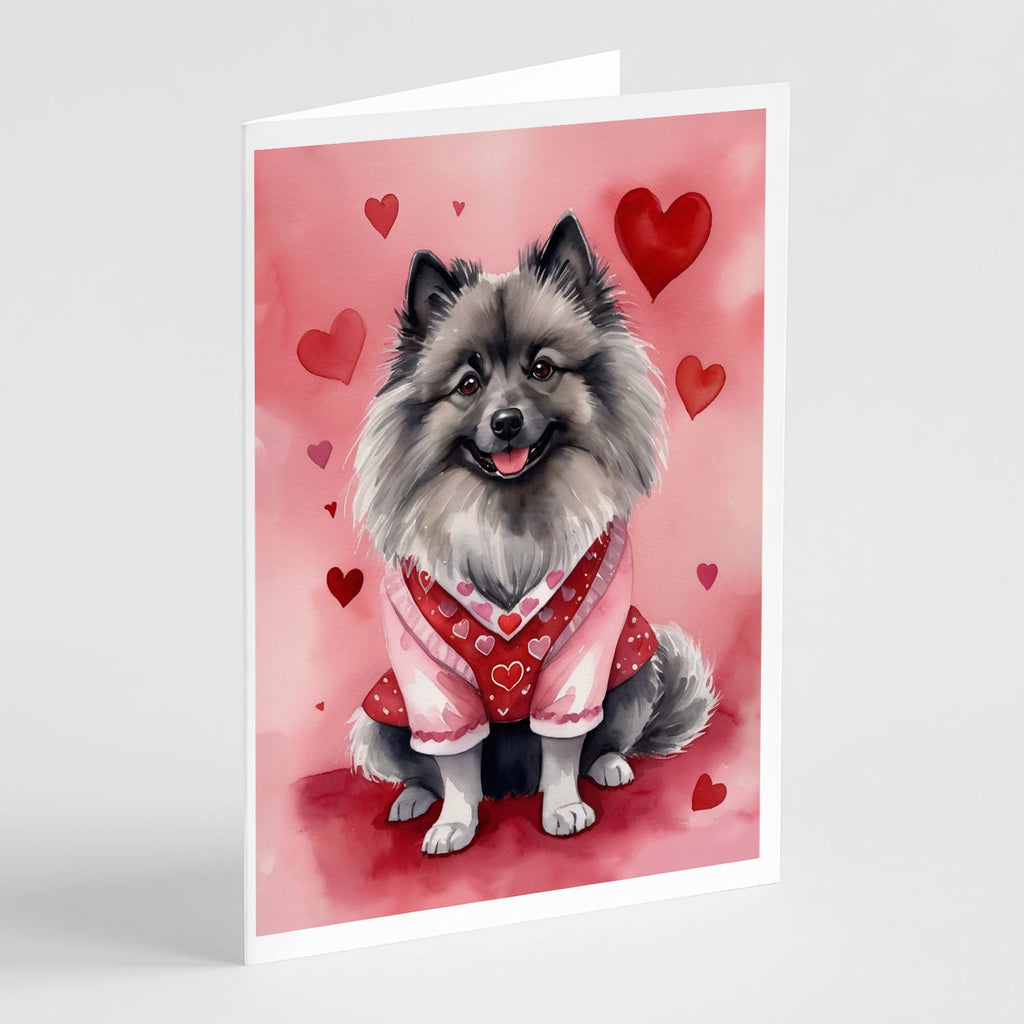 Keeshond My Valentine Greeting Cards Pack of 8 Blank Cards with Envelopes Whimsical A7 Size 5x7