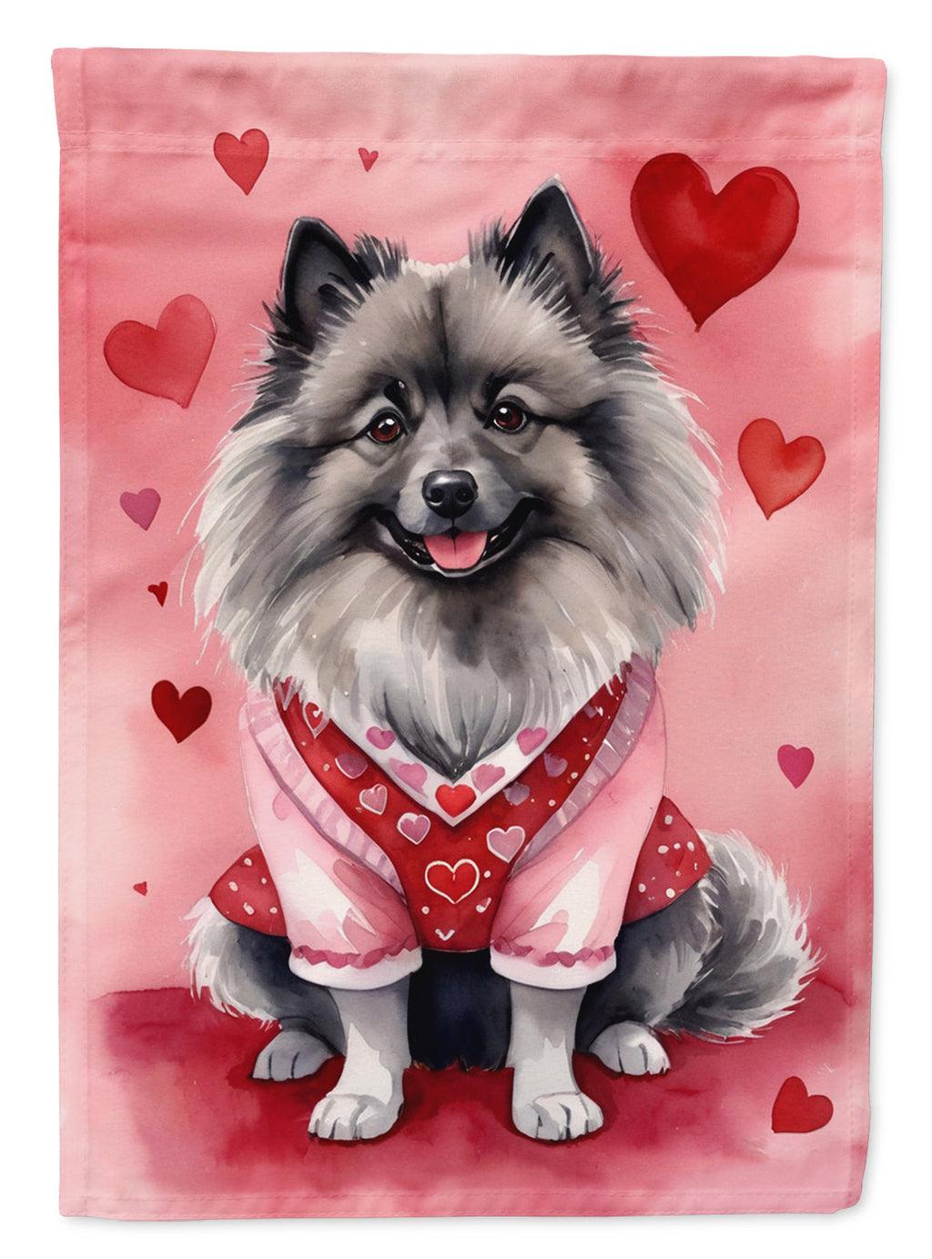 Keeshond My Valentine Garden Flag Mailbox Decorative Yard Banner Outside Patio Artwork for Flower Beds, Garden Size, Multicolor
