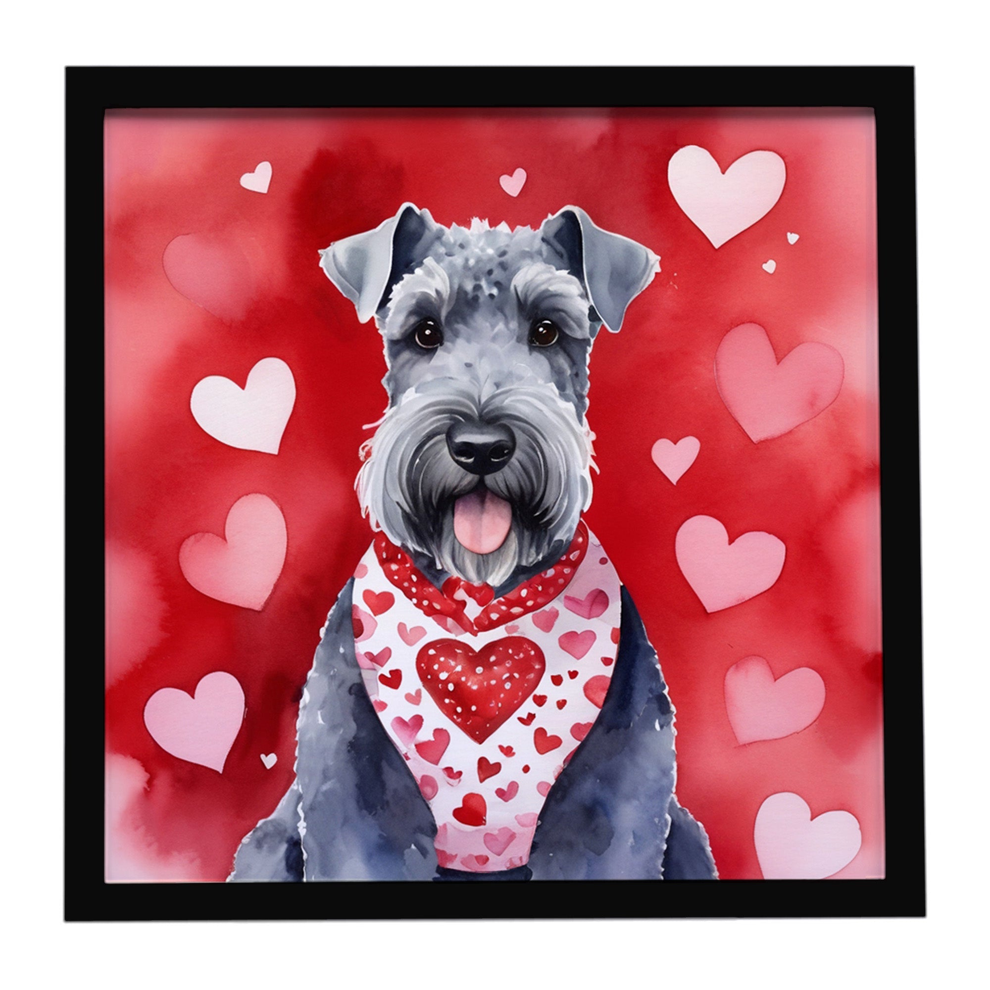 Kerry Blue Terrier My Valentine Framed Metal Print Bathroom, Kitchen, Office, Home Decor Wall Art Ready to Hang, Square, 8X8