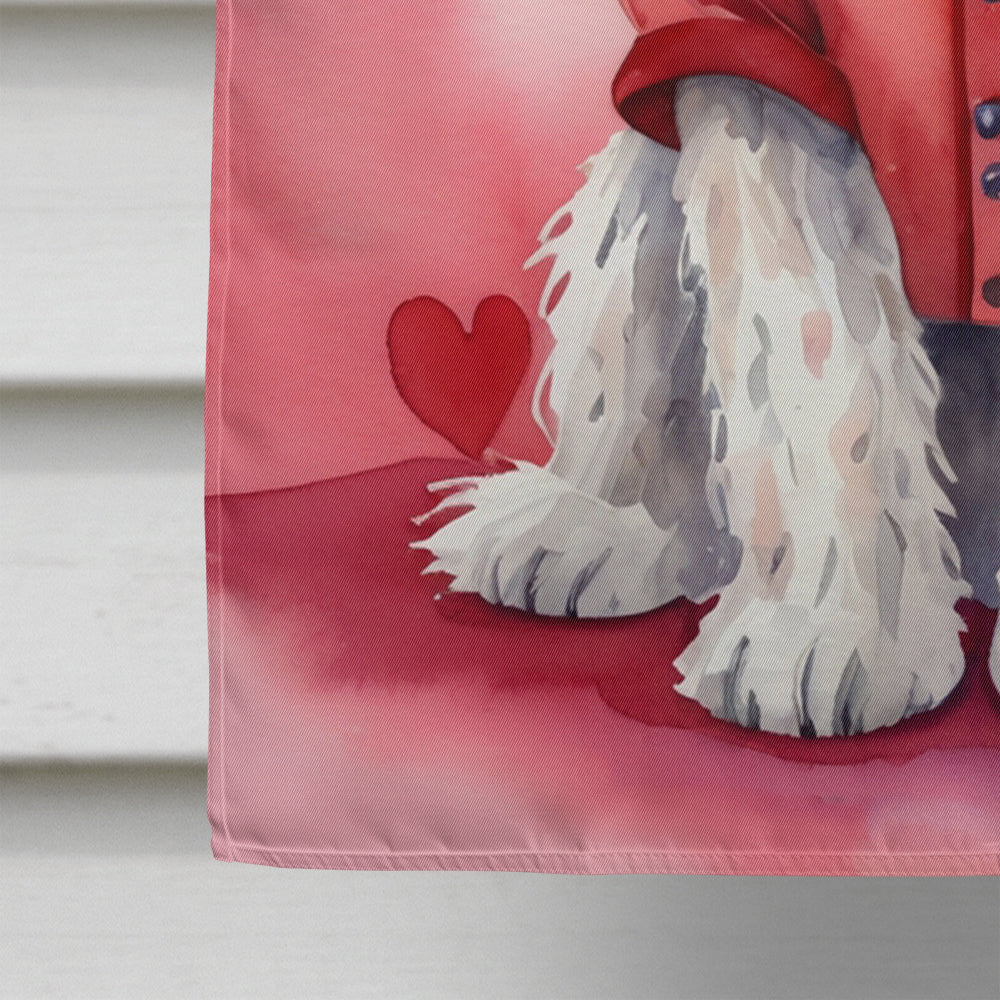 Komondor My Valentine House Flag 28x40 Porch Sleeve Pole Decorative Outside Yard Banner Artwork Wall Hanging, Polyester
