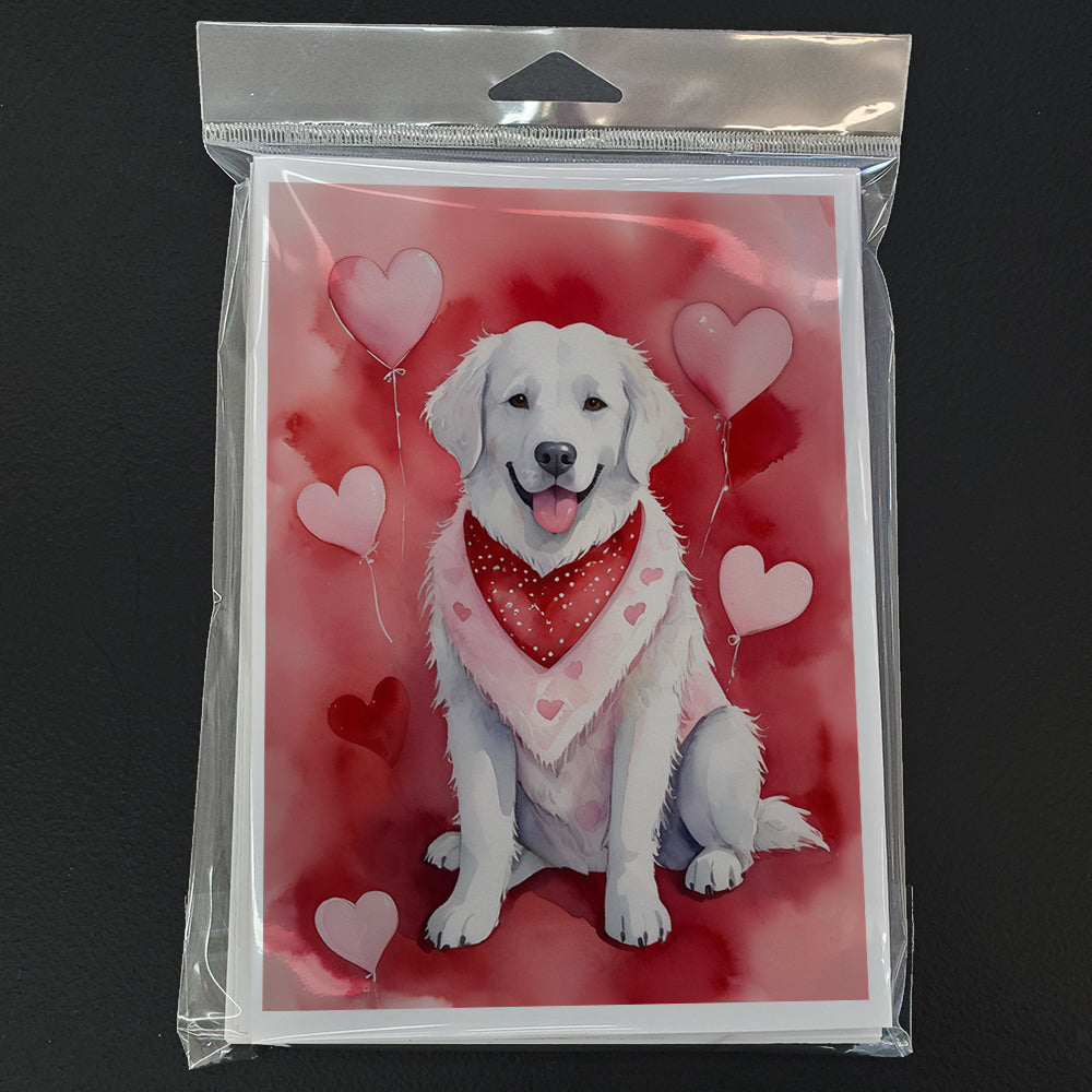Kuvasz My Valentine Greeting Cards Pack of 8 Blank Cards with Envelopes Whimsical A7 Size 5x7