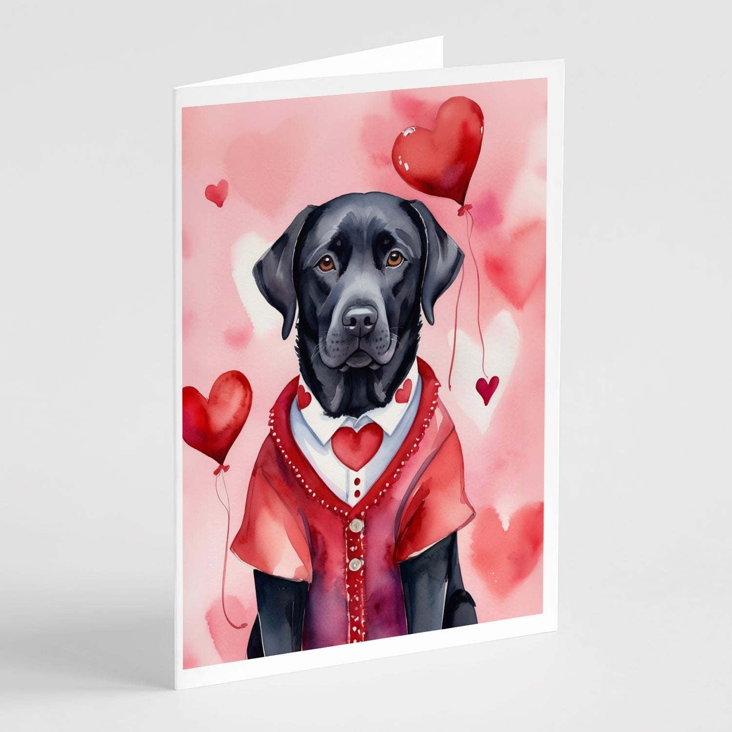 Black Labrador Retriever My Valentine Greeting Cards Pack of 8 Blank Cards with Envelopes Whimsical A7 Size 5x7