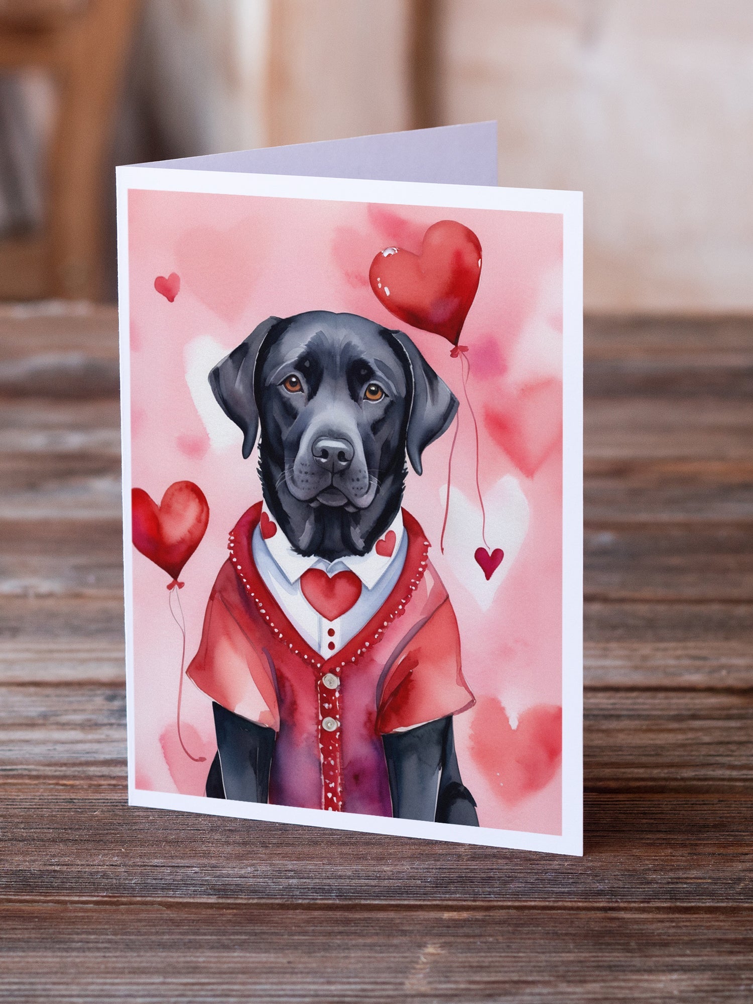 Black Labrador Retriever My Valentine Greeting Cards Pack of 8 Blank Cards with Envelopes Whimsical A7 Size 5x7