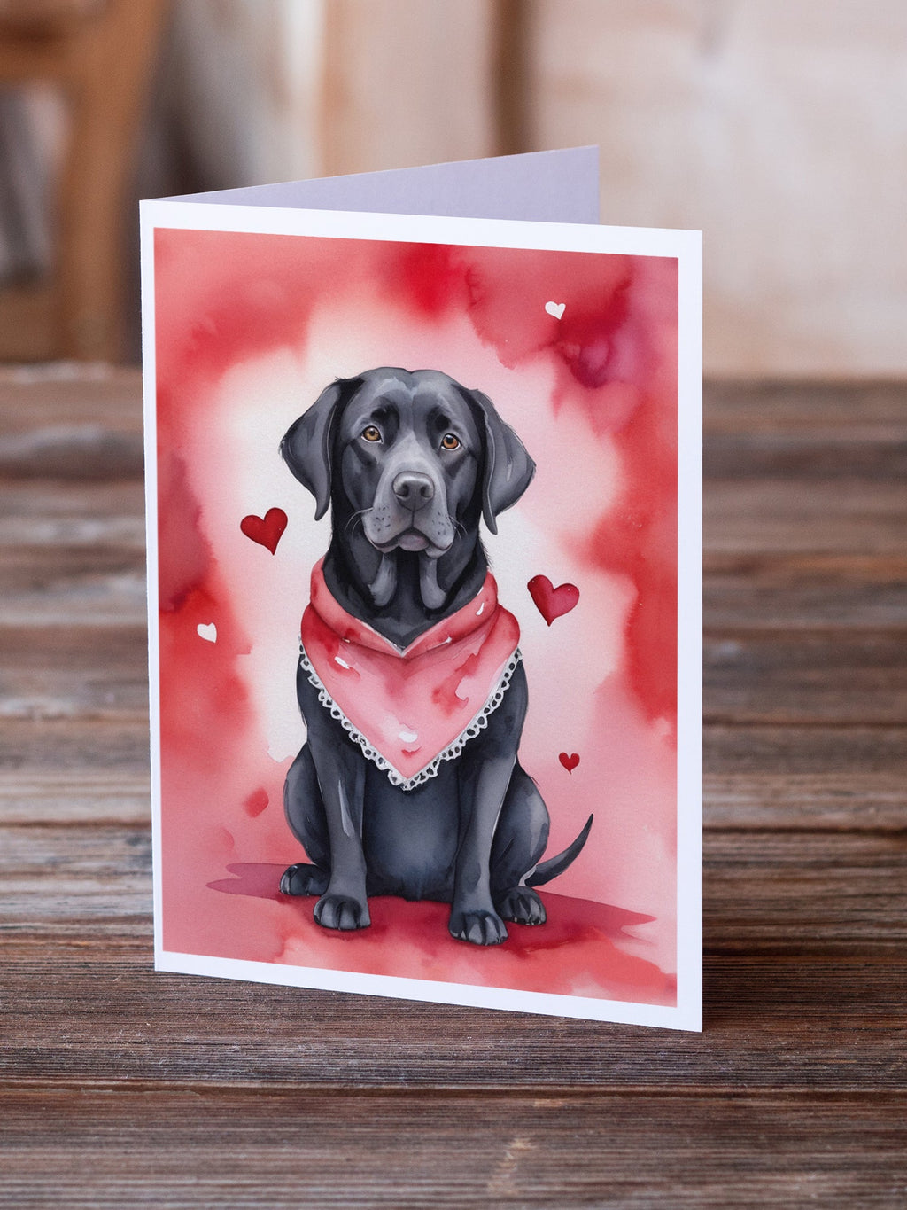 Black Labrador Retriever My Valentine Greeting Cards Pack of 8 Blank Cards with Envelopes Whimsical A7 Size 5x7