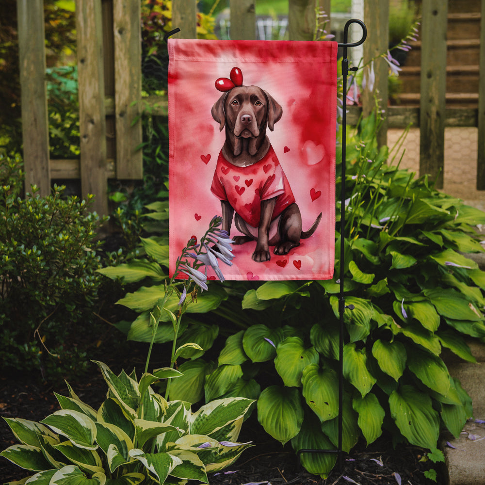 Chocolate Labrador Retriever My Valentine Garden Flag Mailbox Decorative Yard Banner Outside Patio Artwork for Flower Beds, Garden Size, Multicolor