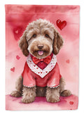 Labradoodle My Valentine House Flag 28x40 Porch Sleeve Pole Decorative Outside Yard Banner Artwork Wall Hanging, Polyester