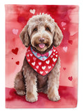 Labradoodle My Valentine House Flag 28x40 Porch Sleeve Pole Decorative Outside Yard Banner Artwork Wall Hanging, Polyester