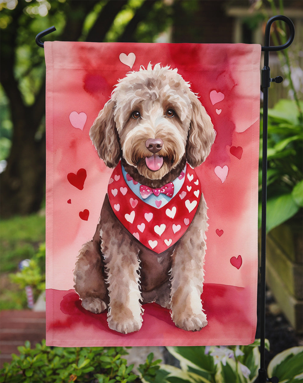 Labradoodle My Valentine Garden Flag Mailbox Decorative Yard Banner Outside Patio Artwork for Flower Beds, Garden Size, Multicolor