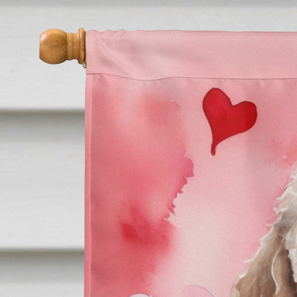 Labradoodle My Valentine House Flag 28x40 Porch Sleeve Pole Decorative Outside Yard Banner Artwork Wall Hanging, Polyester