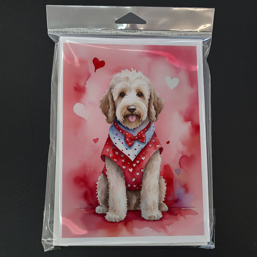Labradoodle My Valentine Greeting Cards Pack of 8 Blank Cards with Envelopes Whimsical A7 Size 5x7
