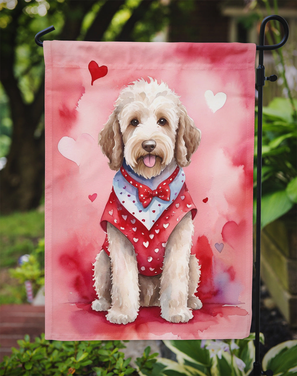 Labradoodle My Valentine Garden Flag Mailbox Decorative Yard Banner Outside Patio Artwork for Flower Beds, Garden Size, Multicolor