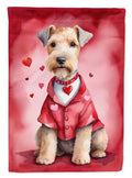 Lakeland Terrier My Valentine House Flag 28x40 Porch Sleeve Pole Decorative Outside Yard Banner Artwork Wall Hanging, Polyester