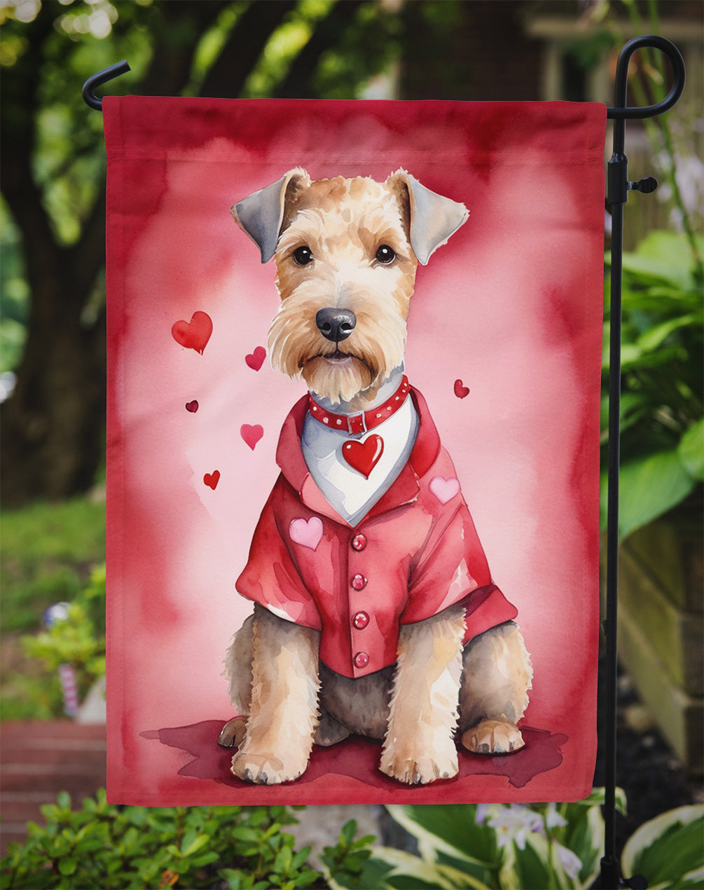 Lakeland Terrier My Valentine Garden Flag Mailbox Decorative Yard Banner Outside Patio Artwork for Flower Beds, Garden Size, Multicolor