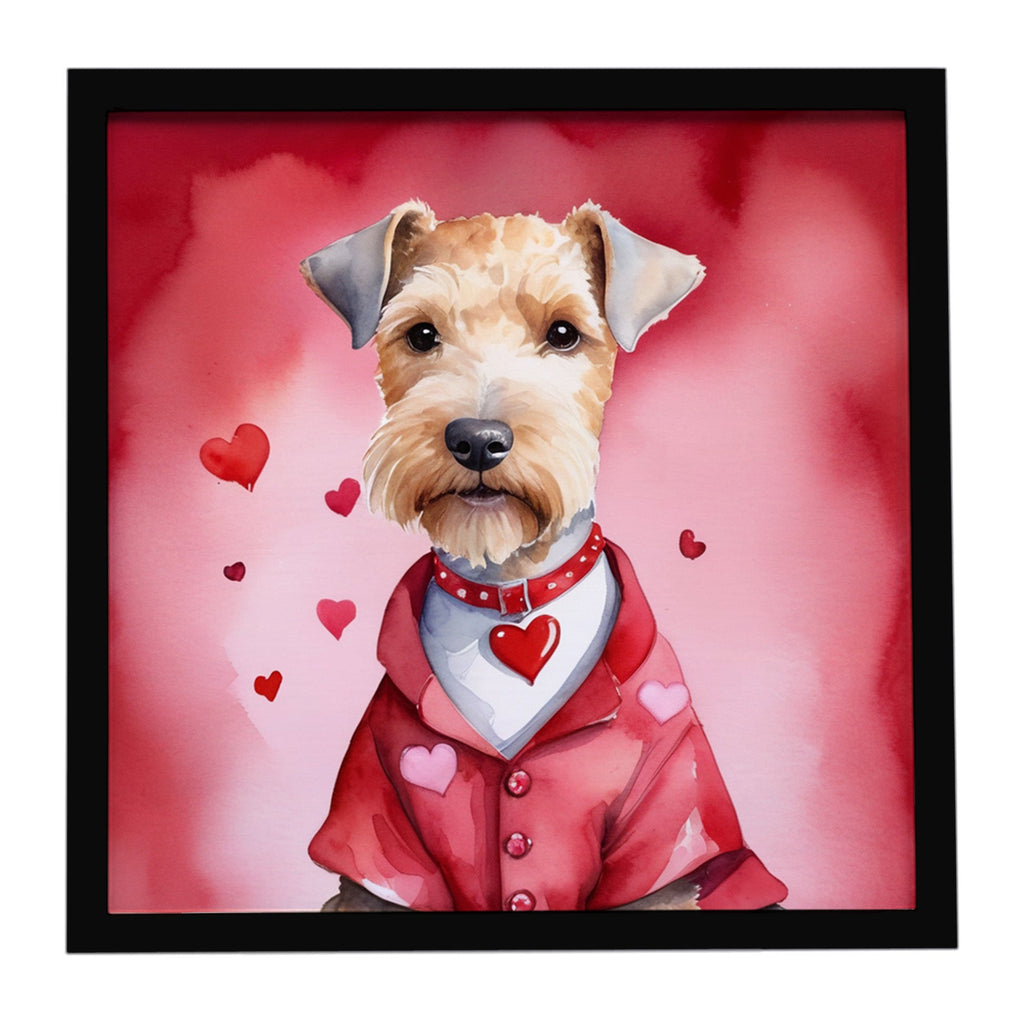 Lakeland Terrier My Valentine Framed Metal Print Bathroom, Kitchen, Office, Home Decor Wall Art Ready to Hang, Square, 8X8