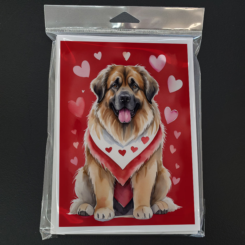 Leonberger My Valentine Greeting Cards Pack of 8 Blank Cards with Envelopes Whimsical A7 Size 5x7
