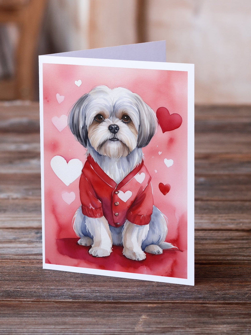 Lhasa Apso My Valentine Greeting Cards Pack of 8 Blank Cards with Envelopes Whimsical A7 Size 5x7