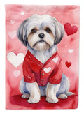 Lhasa Apso My Valentine Garden Flag Mailbox Decorative Yard Banner Outside Patio Artwork for Flower Beds, Garden Size, Multicolor