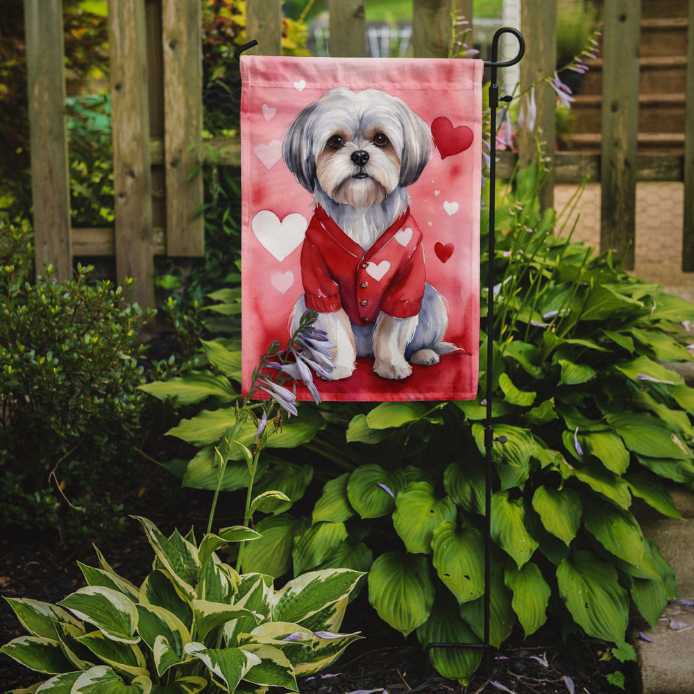 Lhasa Apso My Valentine Garden Flag Mailbox Decorative Yard Banner Outside Patio Artwork for Flower Beds, Garden Size, Multicolor