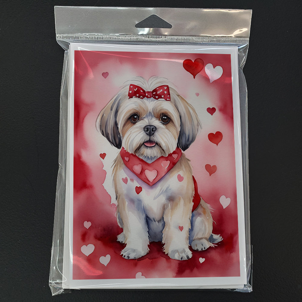 Lhasa Apso My Valentine Greeting Cards Pack of 8 Blank Cards with Envelopes Whimsical A7 Size 5x7