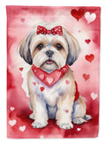Lhasa Apso My Valentine Garden Flag Mailbox Decorative Yard Banner Outside Patio Artwork for Flower Beds, Garden Size, Multicolor