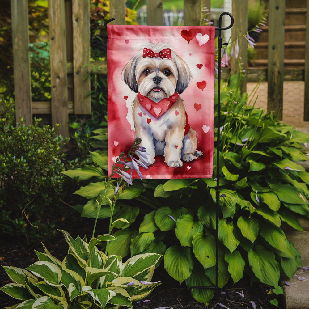 Lhasa Apso My Valentine Garden Flag Mailbox Decorative Yard Banner Outside Patio Artwork for Flower Beds, Garden Size, Multicolor