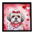 Lhasa Apso My Valentine Framed Metal Print Bathroom, Kitchen, Office, Home Decor Wall Art Ready to Hang, Square, 8X8