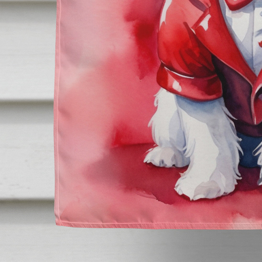 Maltese My Valentine House Flag 28x40 Porch Sleeve Pole Decorative Outside Yard Banner Artwork Wall Hanging, Polyester
