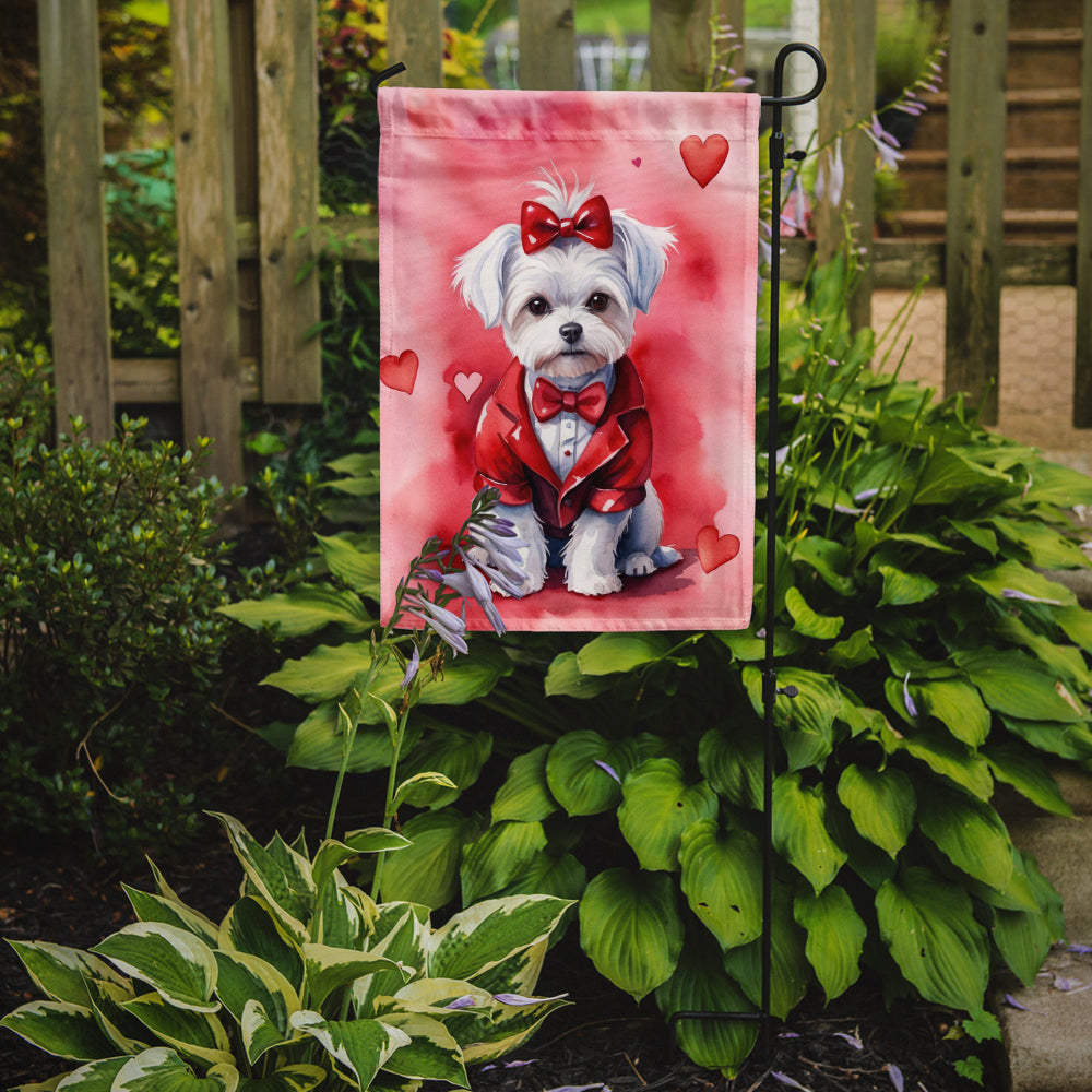 Maltese My Valentine Garden Flag Mailbox Decorative Yard Banner Outside Patio Artwork for Flower Beds, Garden Size, Multicolor